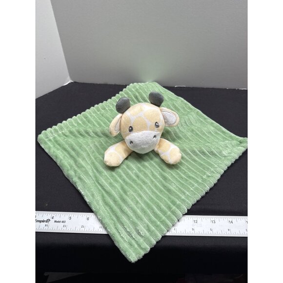 Yellow Giraffe Baby Lovey Blanket With Plush Toy  OEKO-TEX Certified  Green Ribb - Picture 2 of 7
